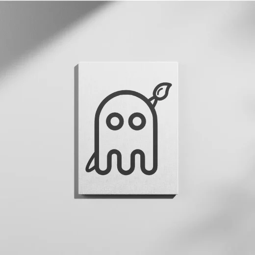 mockup pour le pole graphisme avec le logo de l'entreprise et un pinceau